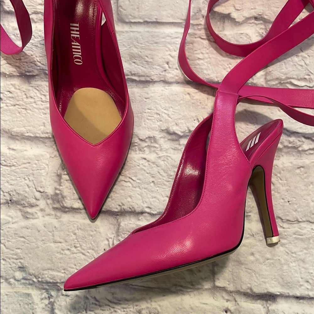 The Attico Hot Pink Heels with Straps and Stiletto Design